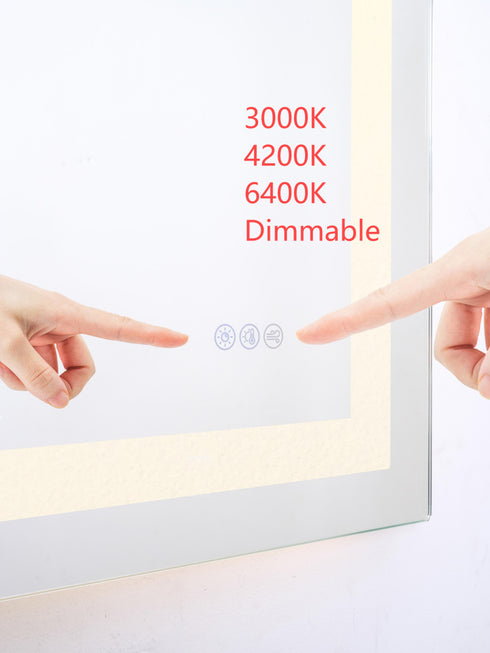 Elegant Lighting Riven 2 Strip Light LED Mirror W20 H30 3000 6000K Dim in White Finish Model: MRE82030