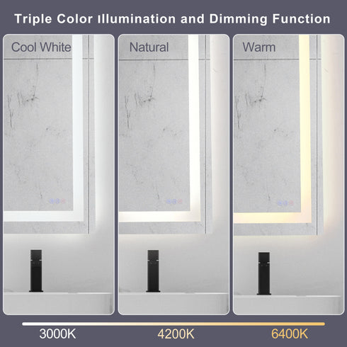 Elegant Lighting Riven 2 Strip Light LED Mirror W20 H36 3000 6000K Dim in White Finish Model: MRE82036