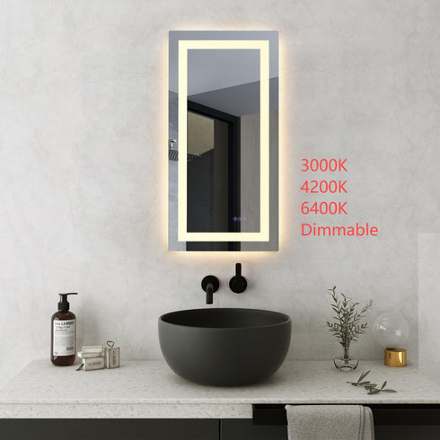 Elegant Lighting Riven 2 Strip Light LED Mirror W20 H40 3000 6000K Dim in White Finish Model: MRE82040