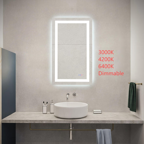 Elegant Lighting Riven 2 Strip Light LED Mirror W24 H40 3000 6000K Dim in White Finish Model: MRE82440