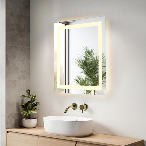 Elegant Lighting Riven 2 Strip Light LED Mirror W27 H30 3000 6000K Dim in White Finish Model: MRE82730