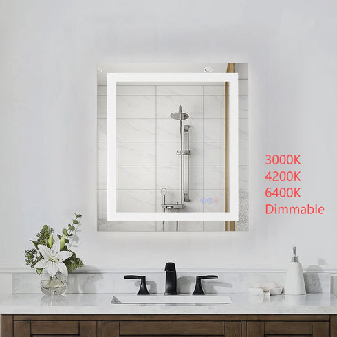 Elegant Lighting Riven 2 Strip Light LED Mirror W27 H30 3000 6000K Dim in White Finish Model: MRE82730
