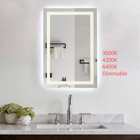 Elegant Lighting Riven 2 Strip Light LED Mirror W27 H40 3000 6000K Dim in White Finish Model: MRE82740