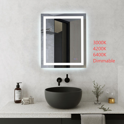 Elegant Lighting Riven 2 Strip Light LED Mirror W30 H36 3000 6000K Dim in White Finish Model: MRE83036