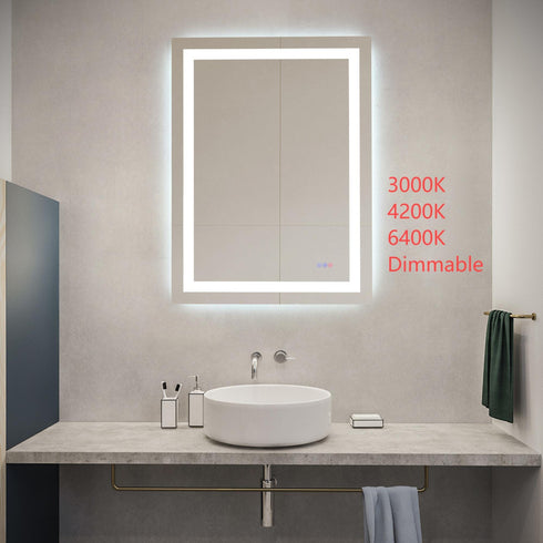 Elegant Lighting Riven 2 Strip Light LED Mirror W30 H40 3000 6000K Dim in White Finish Model: MRE83040