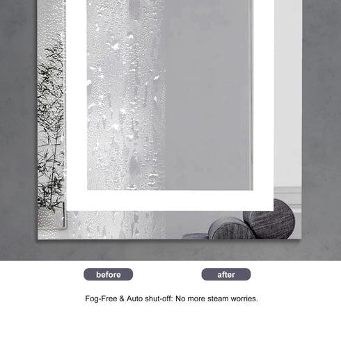 Elegant Lighting Riven 2 Strip Light LED Mirror W30 H72 3000 6000K Dim in White Finish Model: MRE83072