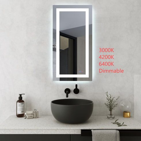 Elegant Lighting Riven 2 Strip Light LED Mirror W42 H60 3000 6000K Dim in White Finish Model: MRE84260