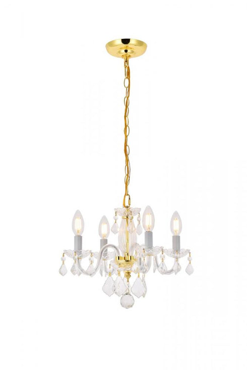 Elegant Lighting Rococo 4 light in Chrome Pendant Clear Royal Cut Crystal Model: V7804D15C/RC