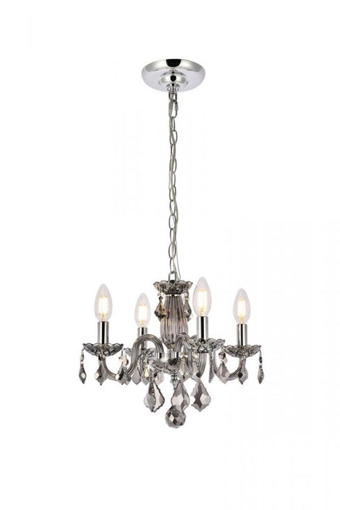Elegant Lighting Rococo 4 light in Chrome Pendant Clear Royal Cut Crystal Model: V7804D15C/RC