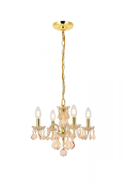 Elegant Lighting Rococo 4 light in Chrome Pendant Clear Royal Cut Crystal Model: V7804D15C/RC