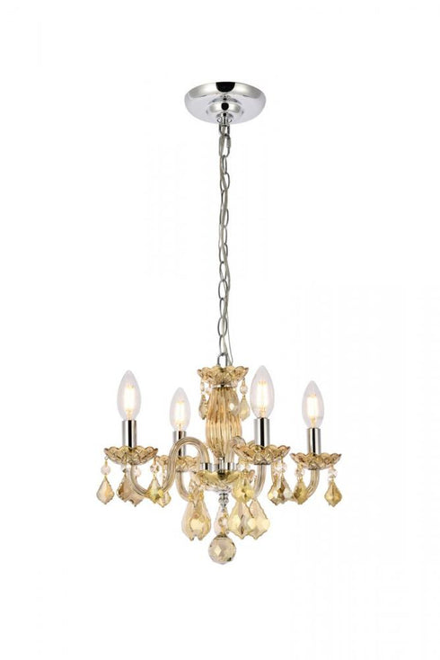 Elegant Lighting Rococo 4 light in Chrome Pendant Clear Royal Cut Crystal Model: V7804D15C/RC