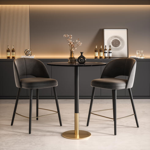 Elegant Lighting Ronan Pub Table D31.5 Inch x H39.5 Inch Black in Black and Gold Finish Model: AF110232BK