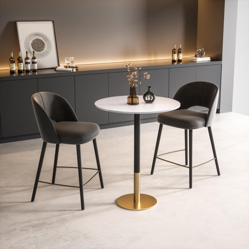 Elegant Lighting Ronan Pub Table D31.5 Inch x H39.5 Inch White in White and Gold Finish Model: AF110232WH