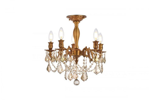 Elegant Lighting Rosalia 5 light in Dark Bronze Flush Mount Clear Royal Cut Crystal Model: 9205F18DB/RC