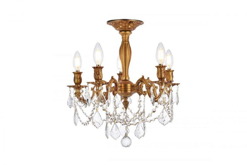 Elegant Lighting Rosalia 5 light in Dark Bronze Flush Mount Clear Royal Cut Crystal Model: 9205F18DB/RC