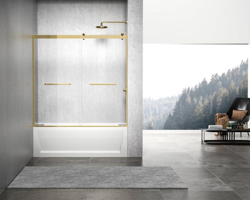 Elegant Lighting Ross Frameless Tub Door 60x60 in Brushed Gold Model: TD222-6060BGD