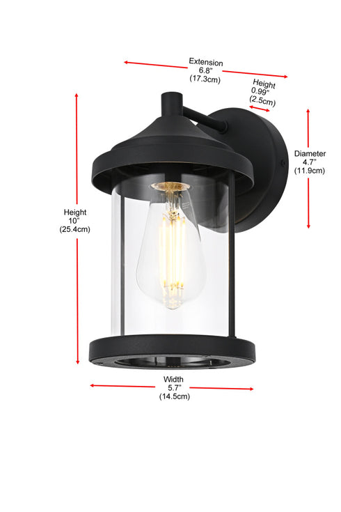 Elegant Lighting Roy 1 Light Wall Sconce W5.9 Inch E6.8 Inch H10.0 Inch in Black Model: OD402W10BK