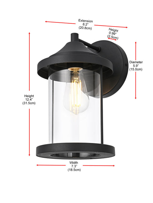 Elegant Lighting Roy 1 Light Wall Sconce W7.3 Inch E8.2 Inch H12.4 Inch in Black Model: OD402W12BK