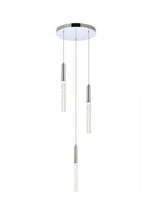 Elegant Lighting Ruelle 3 lights in Chrome Pendant Model: 5203D12C