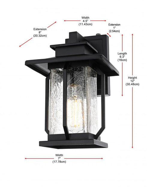 Elegant Lighting Salem 7 inch Outdoor Pendant in Black Model: OD304W12BK