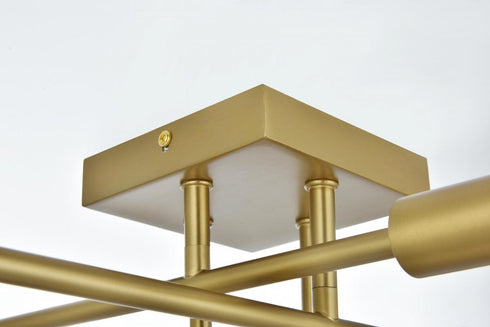 Elegant Lighting Script 19 inch Flush Mount in Satin Gold Model: LD2351SG