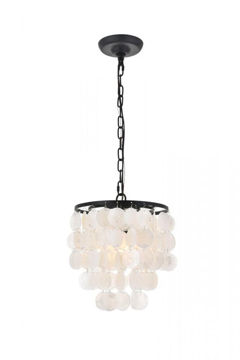 Elegant Lighting Selene 1 light Black Pendant in Black and White Finish Model: LD5050D10BK