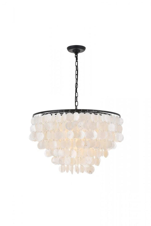 Elegant Lighting Selene 6 light Black Pendant in Black and White Finish Model: LD5050D24BK