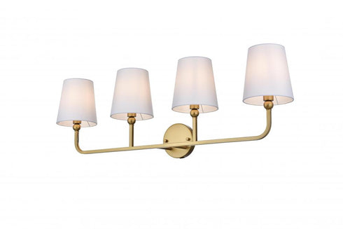 Elegant Lighting Senna 35.5 inch Wall Sconce in Satin Gold in Satin Gold and White Finish Model: LD7322W36SG