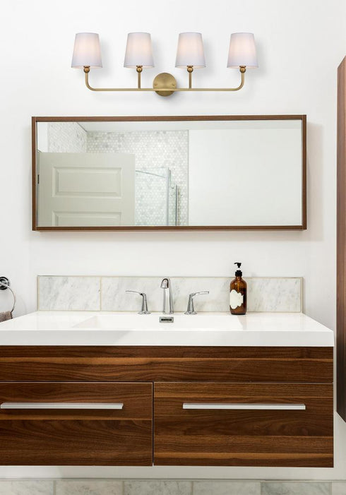 Elegant Lighting Senna 35.5 inch Wall Sconce in Satin Gold in Satin Gold and White Finish Model: LD7322W36SG