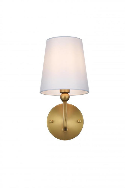 Elegant Lighting Senna 6 inch Wall Sconce in Satin Gold in Satin Gold and White Finish Model: LD7322W6SG