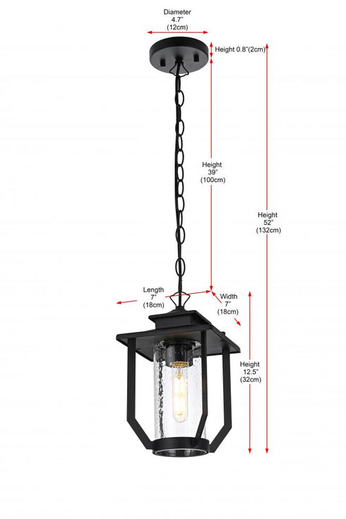 Elegant Lighting Sepviva 7 inch Outdoor Pendant in Black Model: OD323H13BK