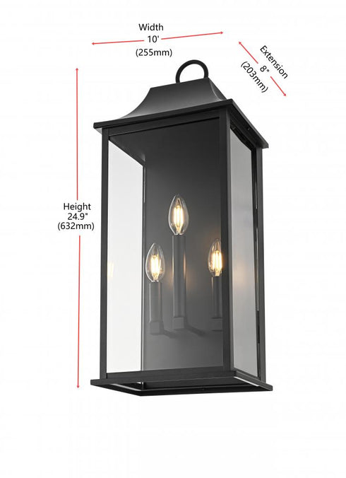 Elegant Lighting Shepard 10 inch Outdoor Wall Sconce in Black Model: OD503W25BK