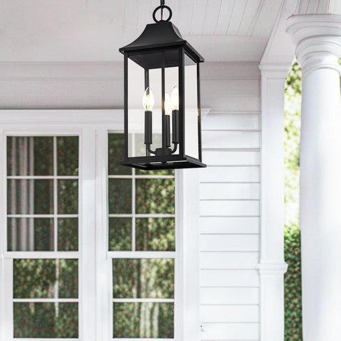 Elegant Lighting Shepard 8 x 20.5 inch Outdoor Pendant in Black Model: OD503H21BK