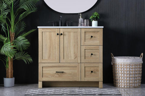 Elegant Lighting Soma 36 inch Single Bathroom Vanity in Mango Wood Model: VF2836MW