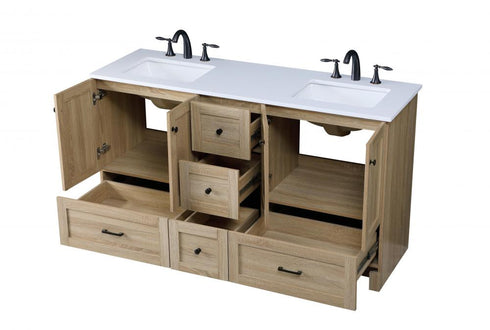 Elegant Lighting Soma 60 inch Double Bathroom Vanity in Mango Wood Model: VF2860DMW