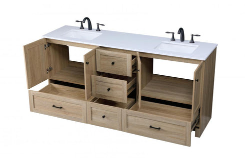 Elegant Lighting Soma 72 inch Double Bathroom Vanity in Mango Wood Model: VF2872DMW