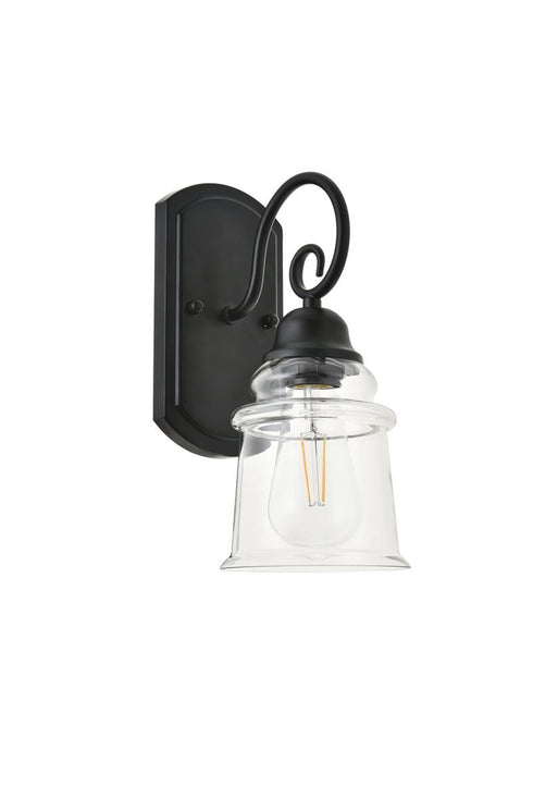 Elegant Lighting spire 1 light Black Wall Sconce in Black and Clear Finish Model: LD4007W5BK