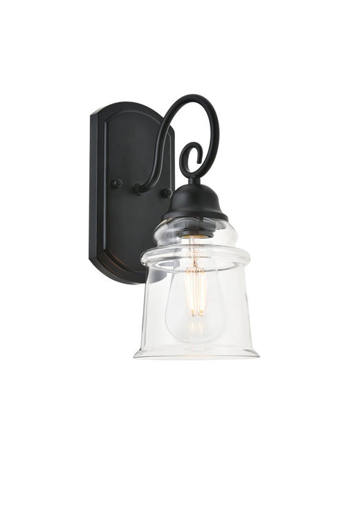 Elegant Lighting spire 1 light Black Wall Sconce in Black and Clear Finish Model: LD4007W5BK