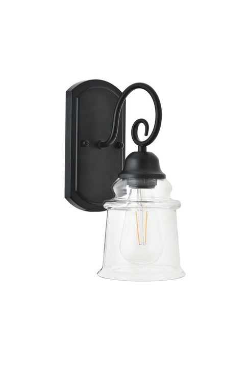 Elegant Lighting spire 1 light Black Wall Sconce in Black and Clear Finish Model: LD4007W5BK