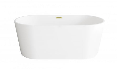 Elegant Lighting Springfield 59 inch Bathtub in Glossy White with Brushed Gold Trim Model: BT30159GW-BGD