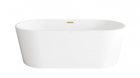 Elegant Lighting Springfield 67 inch Bathtub in Glossy White with Brushed Gold Trim Model: BT30167GW-BGD