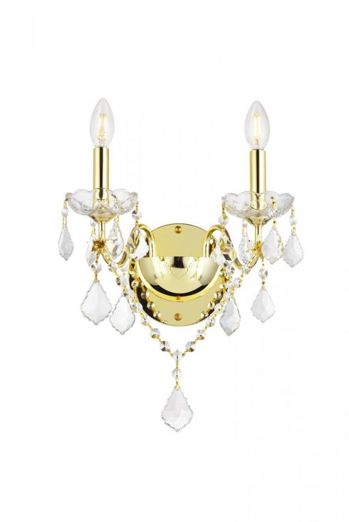 Elegant Lighting St. Francis 2 light in Chrome Wall Sconce Clear Royal Cut Crystal Model: V2015W2C/RC