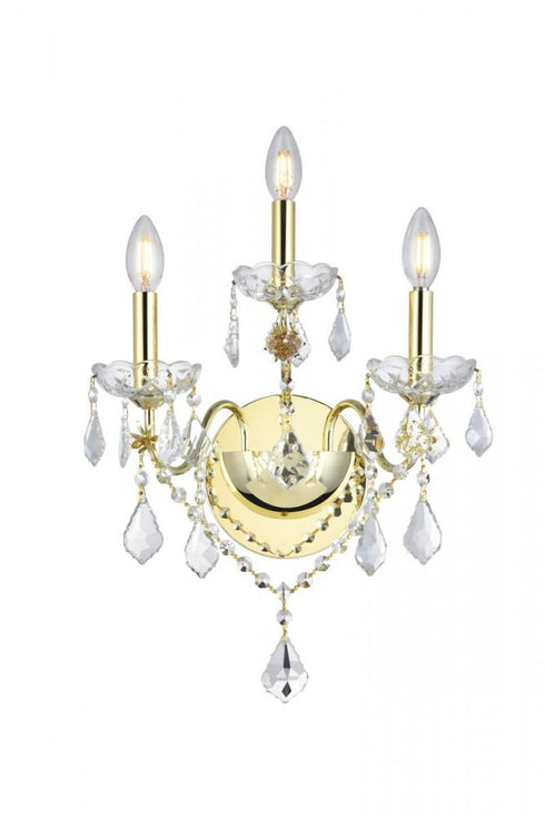 Elegant Lighting St. Francis 3 light in Chrome Wall Sconce Clear Royal Cut Crystal Model: V2015W3C/RC