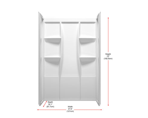 Elegant Lighting Sterling Shower Wall 48x32x72 in Glossy White Model: SW1014832GW