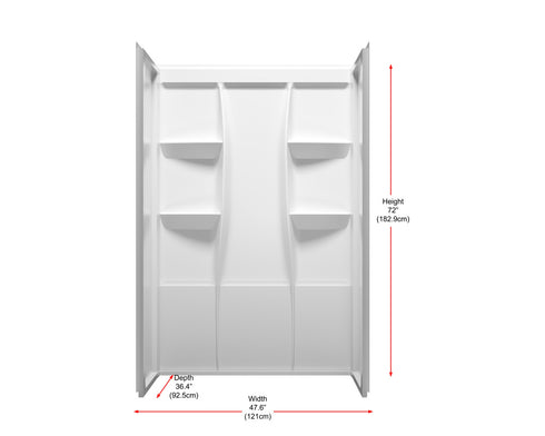 Elegant Lighting Sterling Shower Wall 48x36x72 in Glossy White Model: SW1014836GW