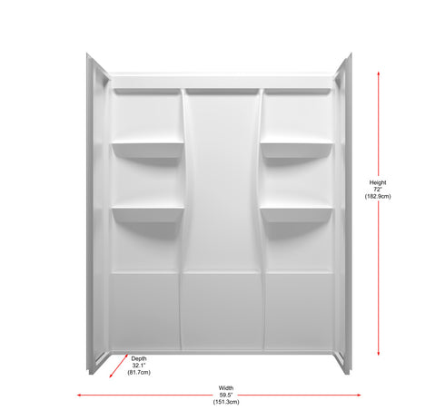 Elegant Lighting Sterling Shower Wall 60x32x72 in Glossy White Model: SW1016032GW