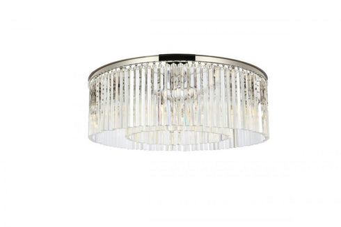 Elegant Lighting Sydney 10 light in Matte Black Flush Mount Golden Teak (Smoky) Royal Cut Crystal Model: 1208F43MB-GT/RC