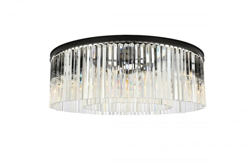 Elegant Lighting Sydney 10 light in Matte Black Flush Mount Golden Teak (Smoky) Royal Cut Crystal Model: 1208F43MB-GT/RC