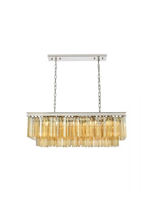 Elegant Lighting Sydney 12 light in Matte Black Chandelier Golden Teak (Smoky) Royal Cut Crystal Model: 1202D40MB-GT/RC