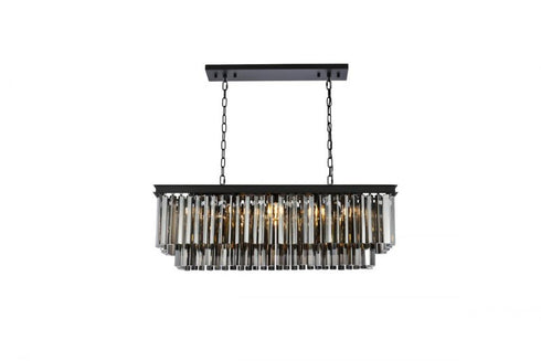 Elegant Lighting Sydney 12 light in Matte Black Chandelier Golden Teak (Smoky) Royal Cut Crystal Model: 1202D40MB-GT/RC